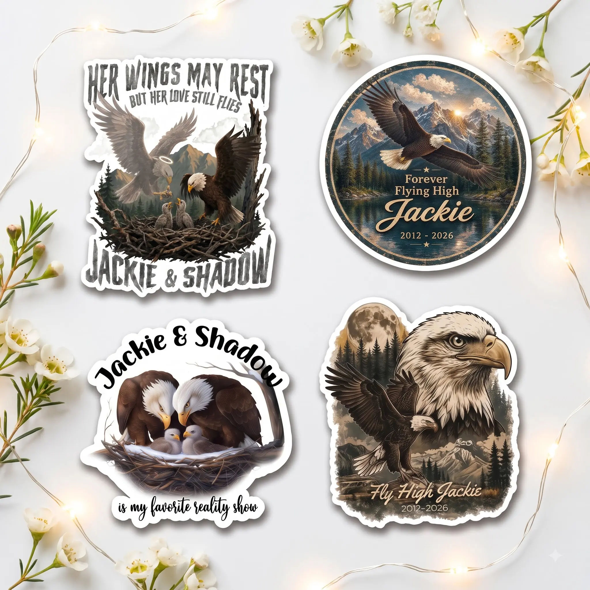Jackie and Shadow Eagles Sticker, Bird Watcher Gift