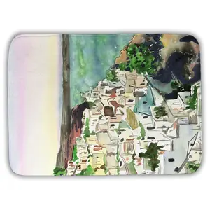 360 stand Mint Bath Mat - 17x24 in. Rectangle Home Supplies, Non-Slip Microfiber Soft Absorbent Quick Drying Mat, Marine Theme Crete Landscape Design for Bathroom Decor, Bathroom Rug