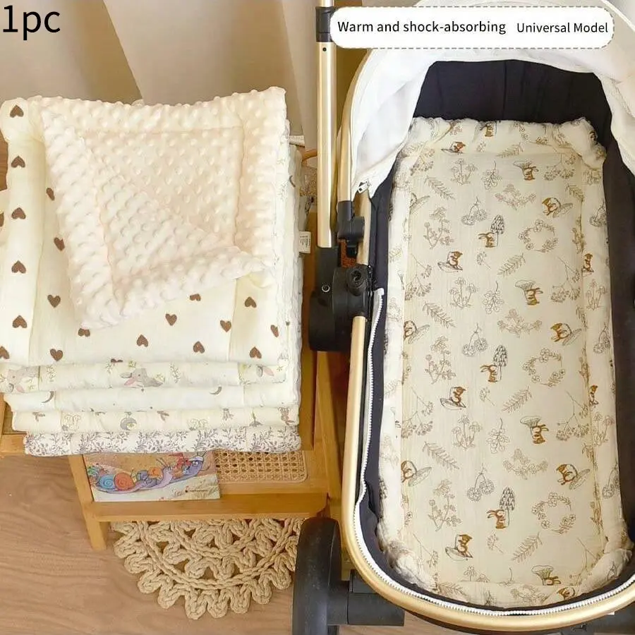 Baby Stroller Mat, Stroller Accessories, Autumn Winter Thickened Baby Pad, 3D Bean Velvet, Super Soft Comfort, Washable, Dual-Sided Warm Seat Cushion, Cozy