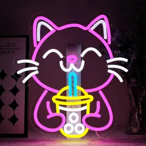Cat Design Neon Sign, USB Powered LED Neon Light, Wall Mounted Decorative Light, Novelty Lighting for Home Bar Coffee Shop