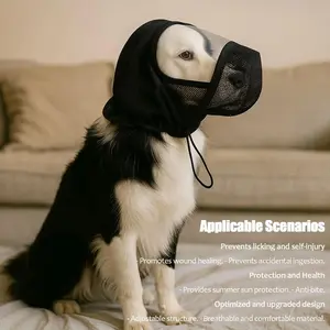 Dog Head Cover Outdoor Trip Prevention Mosquitoes Bites No Obstruction Sight Net Fabric Breathable Anti Biting
