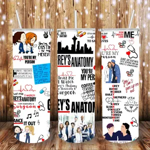 Greys Anatomy tumbler with straw