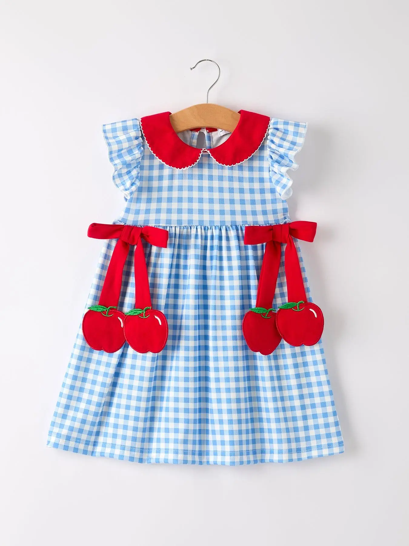 Back To School Girls Striped lapels Bow Dress