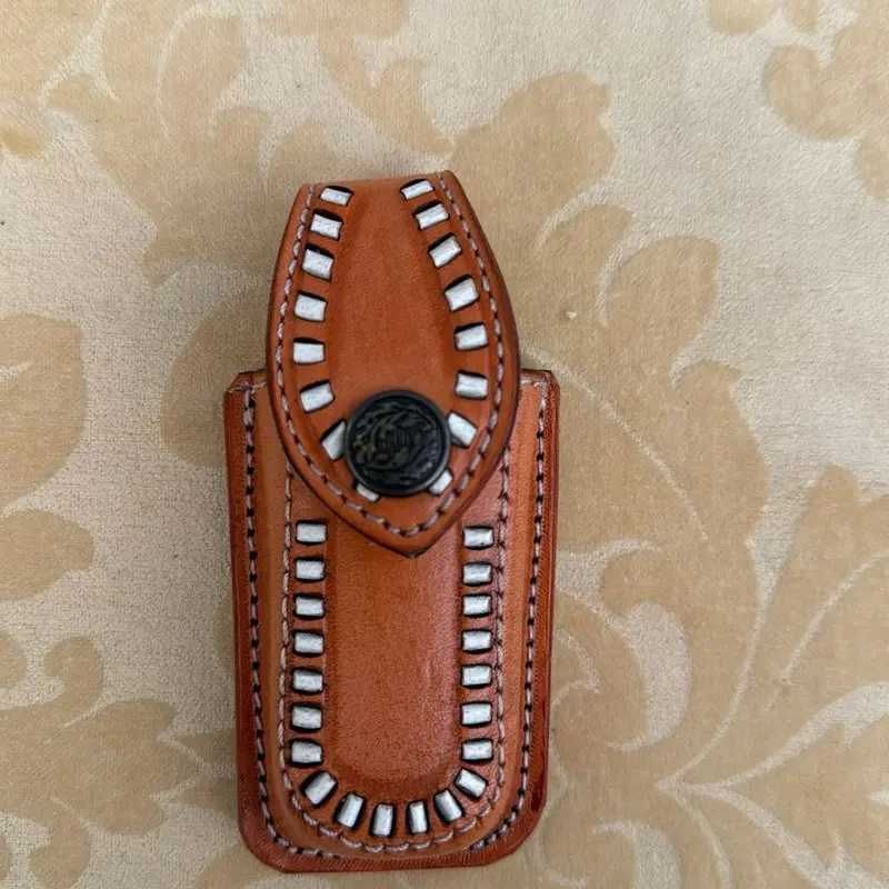 Knife case/funda para navaja con cuero de chivo bordado Storage