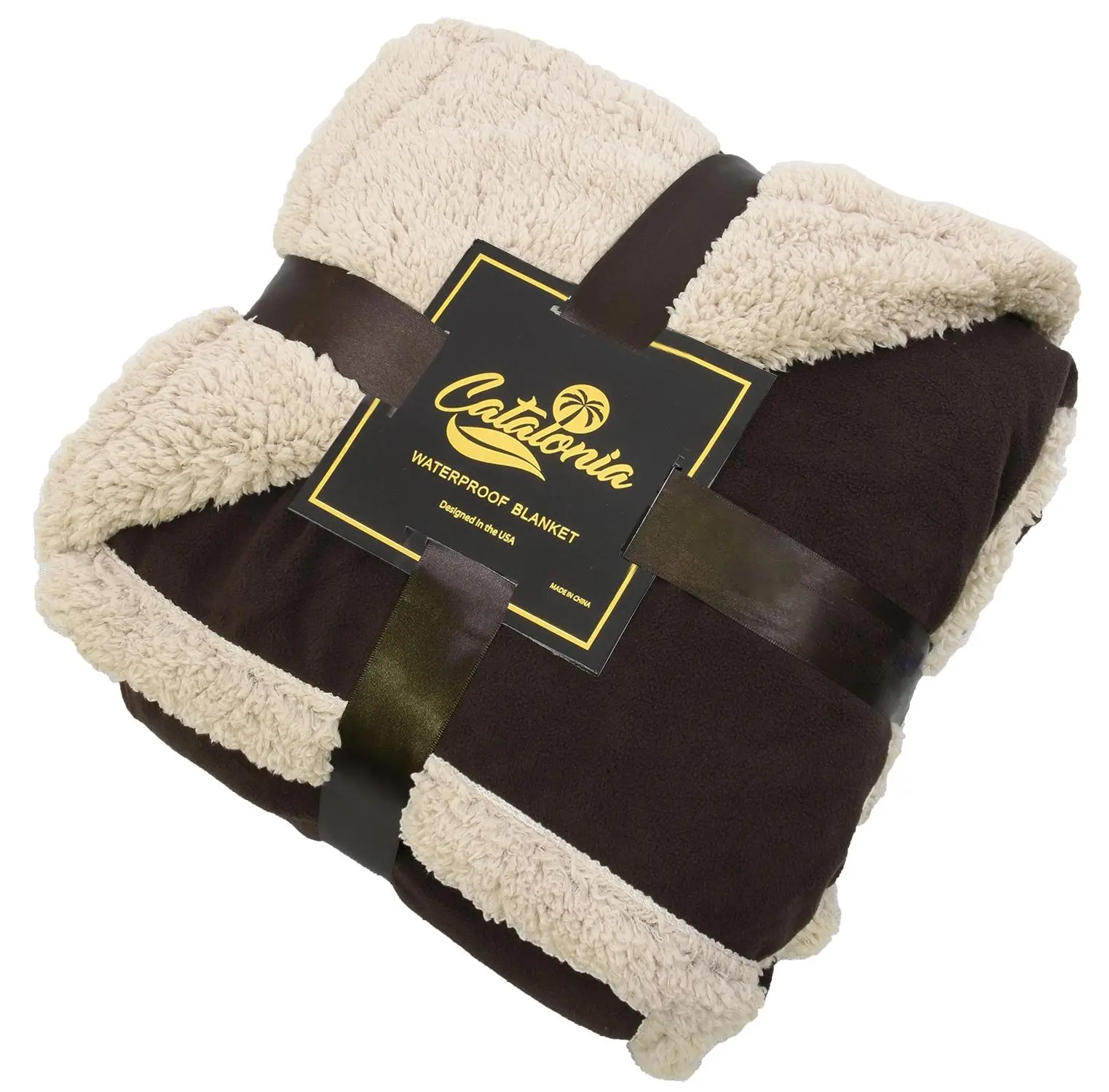 Catalonia Waterproof Liquid Pee Proof Fleece Sherpa Blanket for Bed Couch Sofa, Protector Cover for Baby, Cozy Lining Throws for Camping Boating