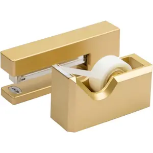 Office and Desk Sets-1 Stapler and 1 Tape Dispenser - Gold - 2 Pack