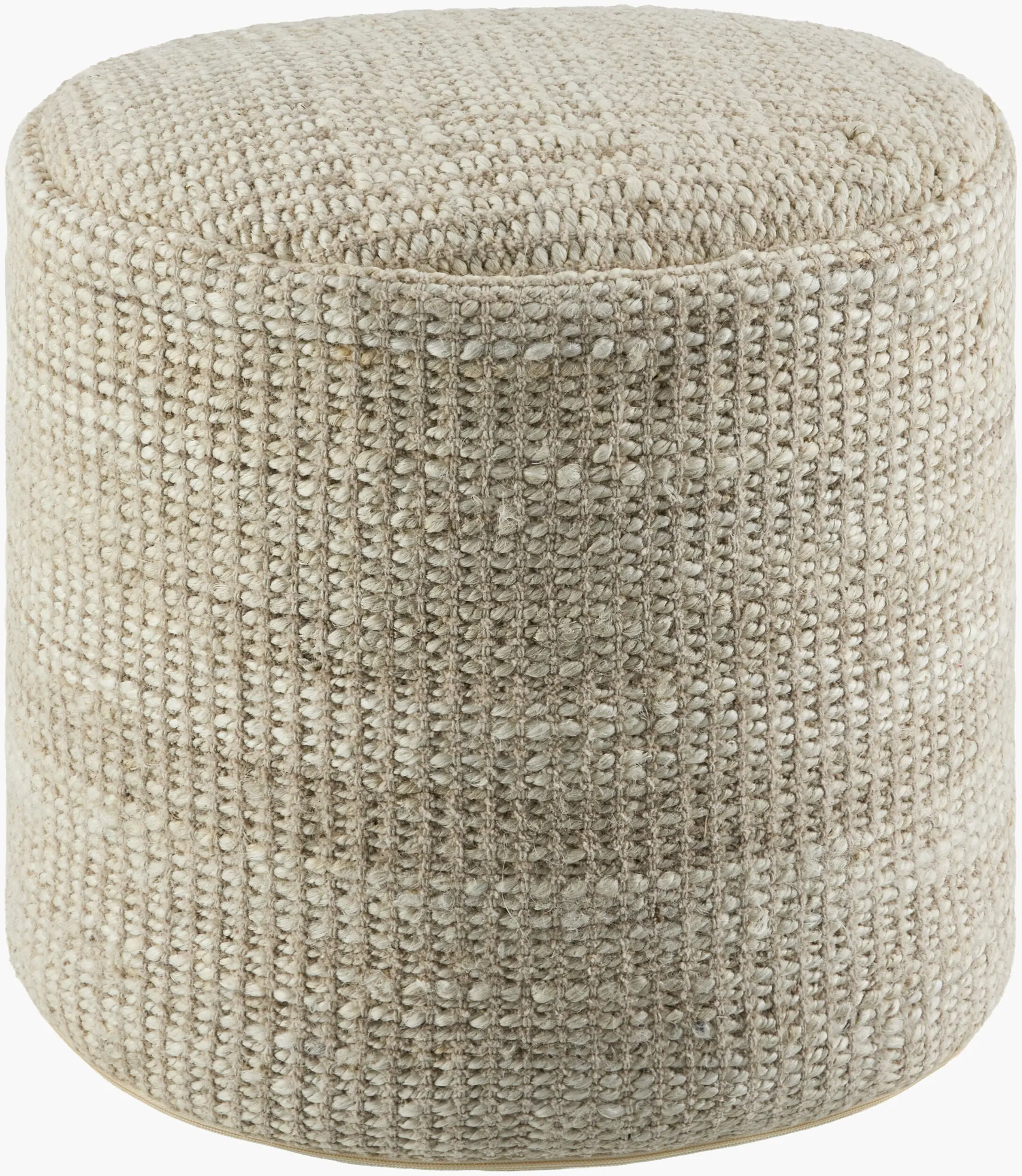 Traditional Jute Textile Ottoman Pouf, Ideal for Living Room or Kids Room Seating