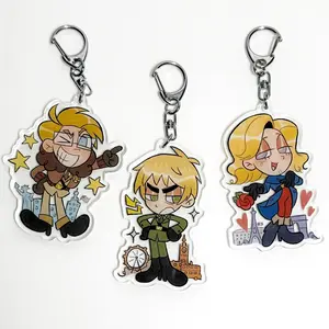 Hetalia Keychains, America, England, France Acrylic Charm, Cute Acrylic Keychain, Hetalia Anime Keychain, Anime Lovers Gift, Kawaii Keyring Accessories