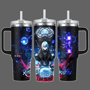 Rimuru Tempest Jura Federation I Am Slime Anime Stainless Steel Insulated Tumbler With Handle Straw Lid 20oz 40oz Full Wrap Blue Energy Design