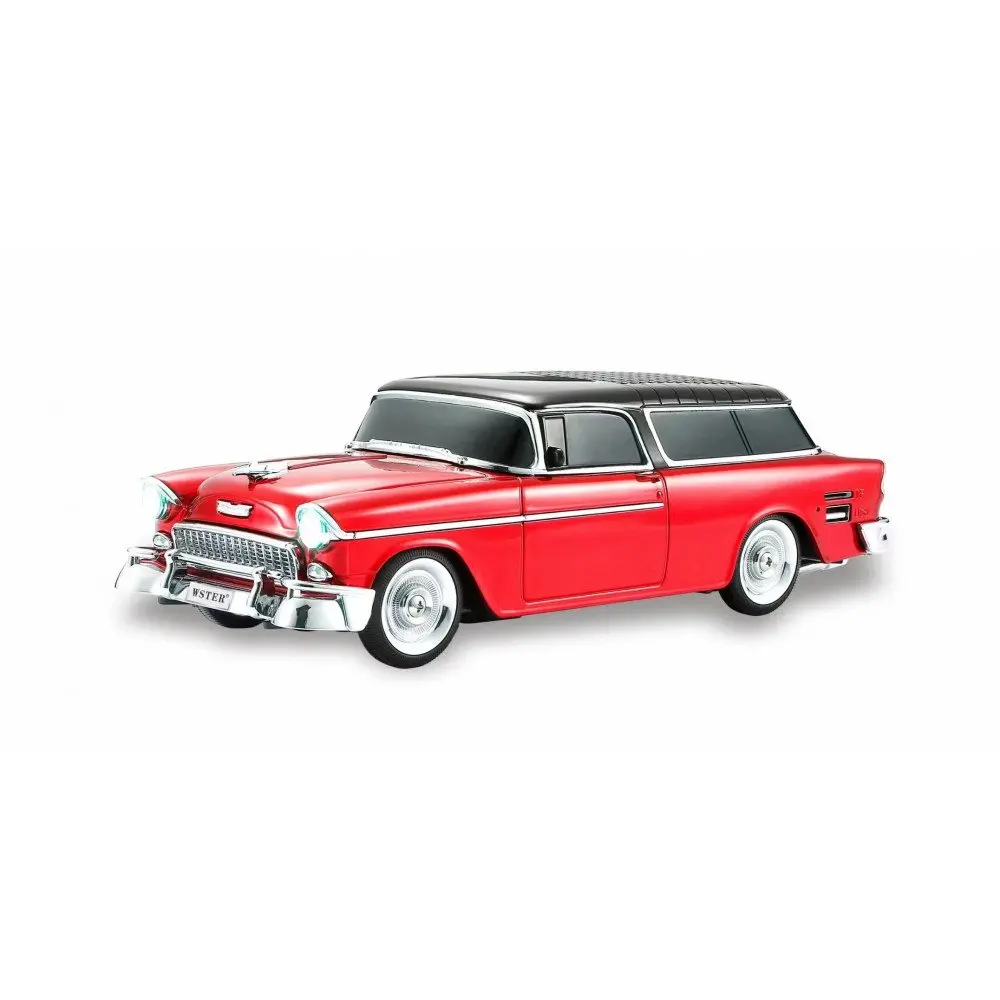 Kik_Vintage Style Vinyl Roof Car Design Automobile LED Lights Bluetooth Wireless Speaker WS-1955 for Universal Cell Phone And Bluetooth Device (Red)