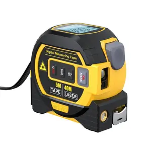 3-in-1 Laser Tape Measure, High Precision Digital Laser Rangefinder & Steel Tape Measure with Area/Volume/Pythagorean Modes, Equipped with 2AAA Batteries, Backlit LCD for Home DIY & Construction