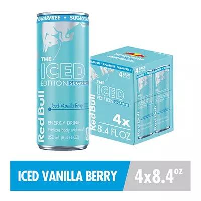 Red Bull Iced Edition Iced Vanilla Berry 4 Pack 8.4 Fl Oz Cans Smooth Refreshing Flavor with Caffeine & B Vitamins for Anytime Energy Boost
