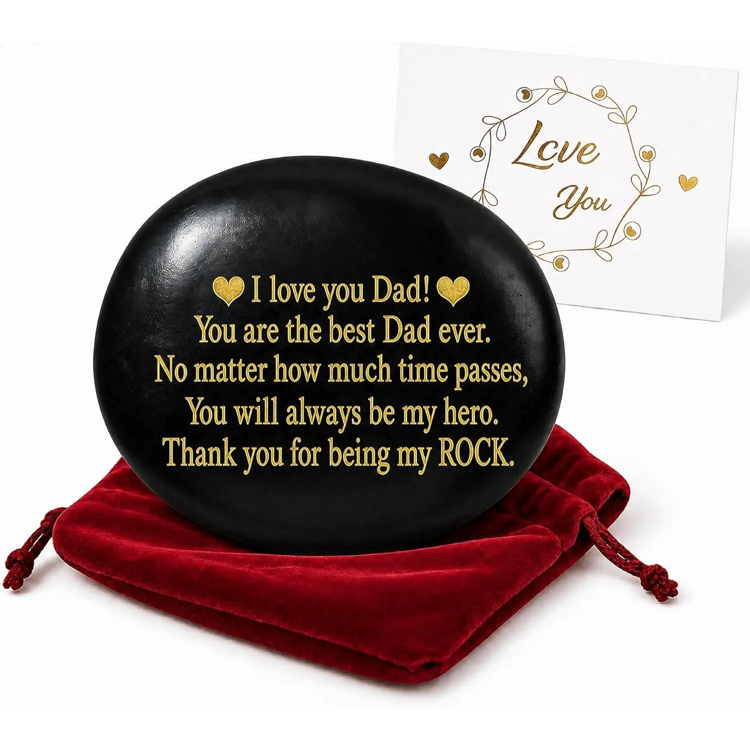 Fathers Day  for Dad from Son, I Love You Dad Gifts Card, Fathers Day  for Daddy from Daughter  ,  Sentimental Personalized Engraved You Are My Rock Gifts for Fathers Day