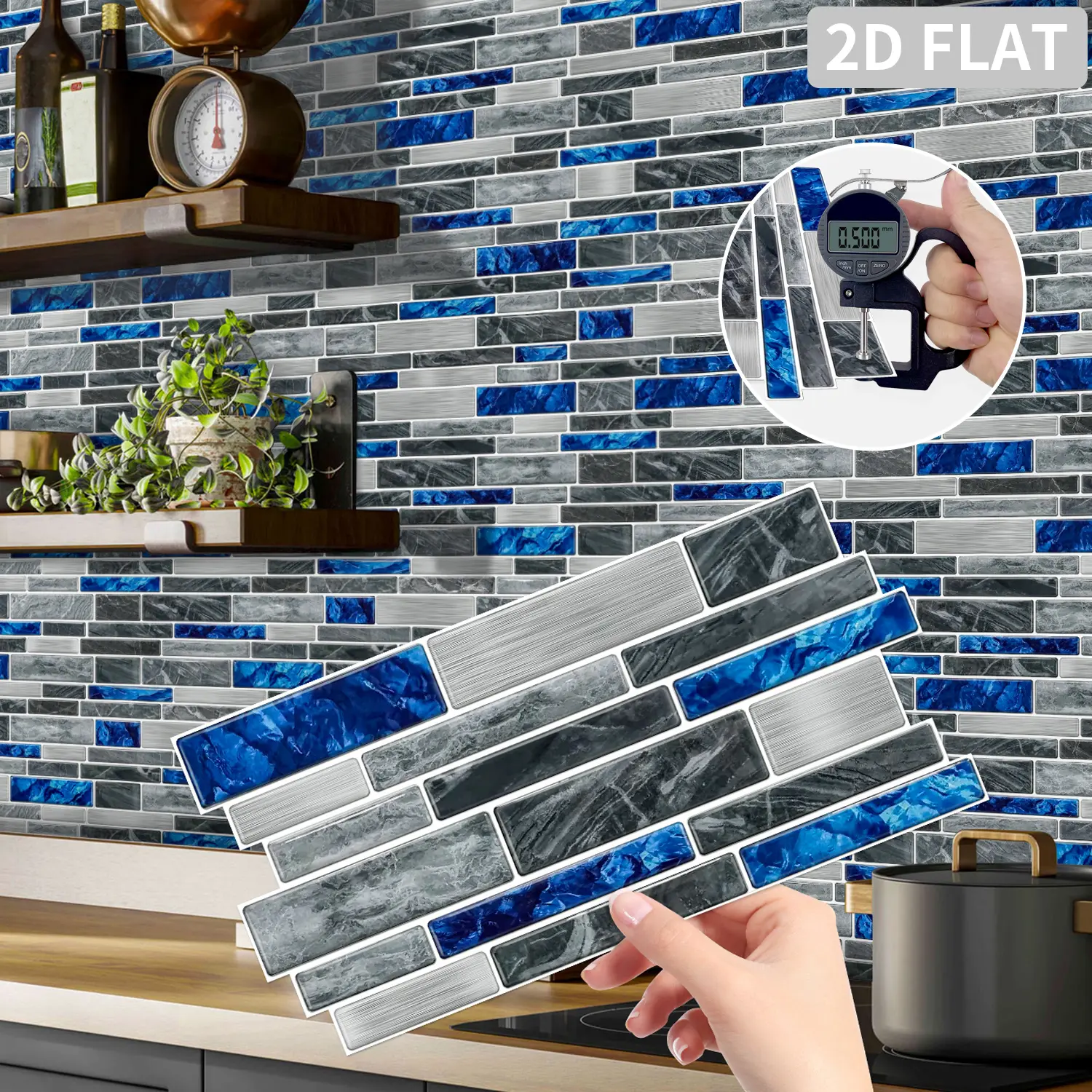 Faux Stone Pattern, Self Adhesive, Waterproof & Oil-proof Tile Sticker for Kitchen & Bathroom, Home Decor, Decoration Sticker, Decorative Sticker