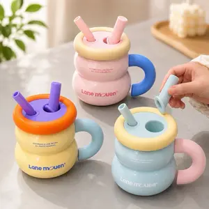 25oz Cute Gourd Vacuum Insulated Glass Tumbler with Handle, Lid & Straw, BPA-Free Insulated Vacuum Cup, Portable Kitchenware Drinkware Water Bottle, Vacuum Insulated Cup