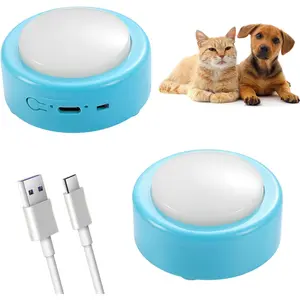 Talking Buttons for Cats,  Buttons Talk, Voice Recording Button for Pet Communication, Set of 2 Blue Recordable Button with , Long Standby  &   Clicker