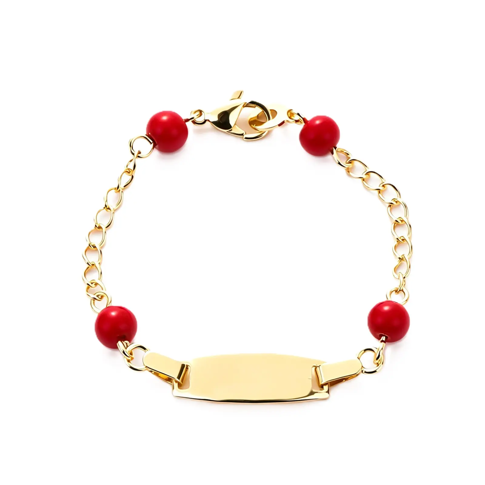 Trendytry 14K Gold Plated Kids' Red Luck Bead Bracelets Cute Charm Tag for Good Fortune