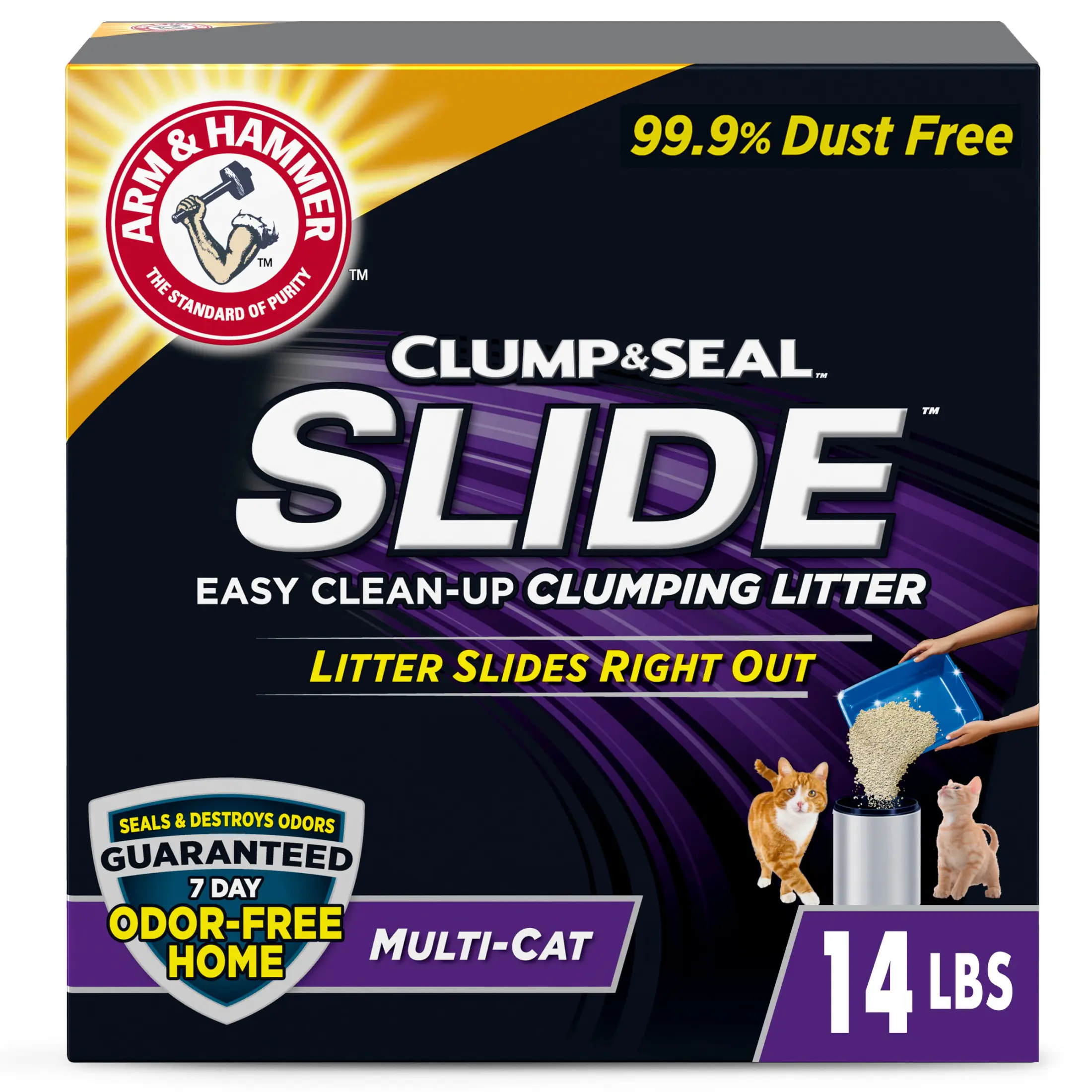 Easy Clean-Up Multi Cat Clumping Cat Litter, Non-Stick Formula, Advanced Odor Control, 99.9% Dust Free, 14 lb Box