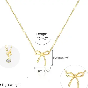 Tewiky Gold Layered Necklace for Women - Bow Necklace - Dainty Necklace Cute Small Tiny Bow Pendant Choker Chain Necklace Trendy Necklaces for Women Jewelry Gift