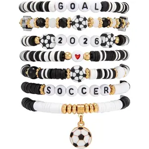 Soccer Bracelet for Women, 2026  Day Clay Friendship  Stackable Beaded Bracelets for  Team  Mom Women Men  Accessories  Party Favors