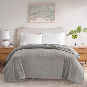 King Size Blanket with Heated and Wifi Function, Gray Polyester