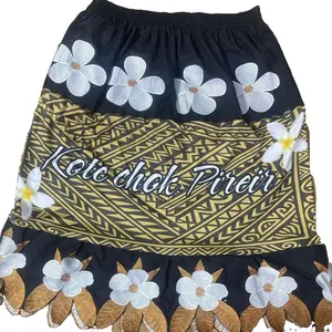Kote Chok Pireir Combo Skirt with Floral Design and Gold Patterns Black and White Flowers Decorative Elements