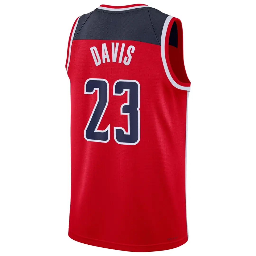 Full Logo Printed Davis #23 Inspired Basketball Jersey, Red Navy Sleeveless Fan Shirt, Game Day Sportswear