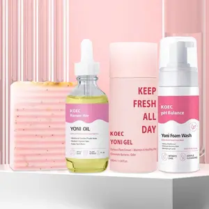 KOEC 4 Piece Female Intimate Care Casual Hygiene Products,Renew Her Rejuvenating Yoni Body Oil + PH Blancing FeminineYoni Soap Bar + UItra Fresh Yoni Foam Wash + Yoni FreshShower Gel