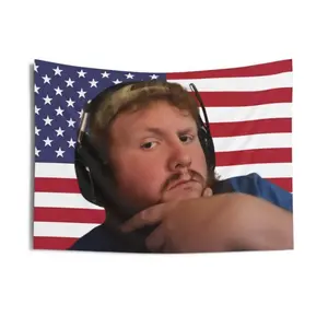 CaseOh American Flag Wall Tapestry for Twitch Streamer Gamer Decor 40x30in Polyester Linen Light Hanging Wall Art for Living Room Bedroom Decorations