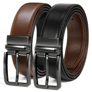 Male Genuine Leather Belt - Men's Heavy Duty Cow Hide Reversible 1.375 in Dress Belt, 1-Piece Trim-to-Fit with Hook for Elegant Style,summerwins