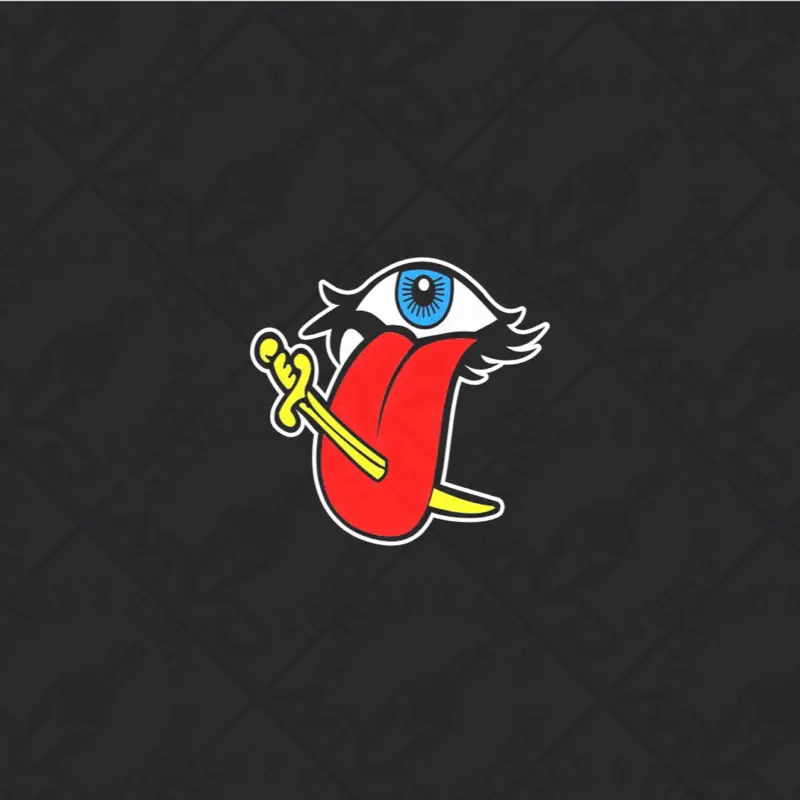 Sticker Protector Contra Mal de Ojo – Ojo Samurai Lengua (5x5 in) Evil Eye Protection Sticker – Samurai Tongue Eye (5x5 in)