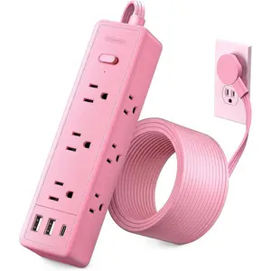 Pink Power Strip, NTONPOWER Surge Protector Power Strip, Cute Pink Extension Cord 5FT, 9 Outlets 3 USB (1 USB C), Mounted, 1080J, Multiple Outlets for Home Office, Kawaii, Desk Accessories, Women