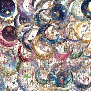 Moon & Star Pattern Sticker, 50pcs/set Self Adhesive Decorative Stickers, DIY Decals for Water Bottle, Laptop, Phone Case, Scrapbooking, Journal Making, Crafts