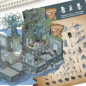 2 sheets of 3D miniature diorama stickers of Lu King's Tomb - DIY puzzle fun stress-relief cartoon decals