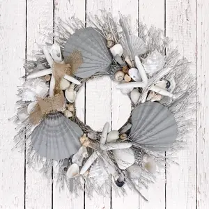 Shiplap Coastal Shell Wreath - 18-in
