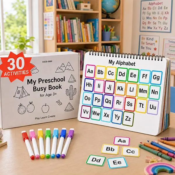 [30 Activities] Mallify Montessori Busy Book for Kids, Preschool Learning Activities, Toddler Busy Board, Back to School Gifts for Toddlers, Busy Tots Bilingual Toddler Markers, Travel Student Painting Supplies, Teaching Supplies, #FallDealsForYou