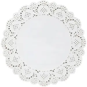 100PCS 10.5 inch White Round Lace Paper Doilies for Food Cakes Desserts