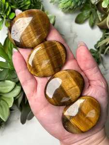 1pcs Flashy Tiger's Eye Calming Stone 45mm (Yellow Pocket Worry Crystal, Solar Chakra)