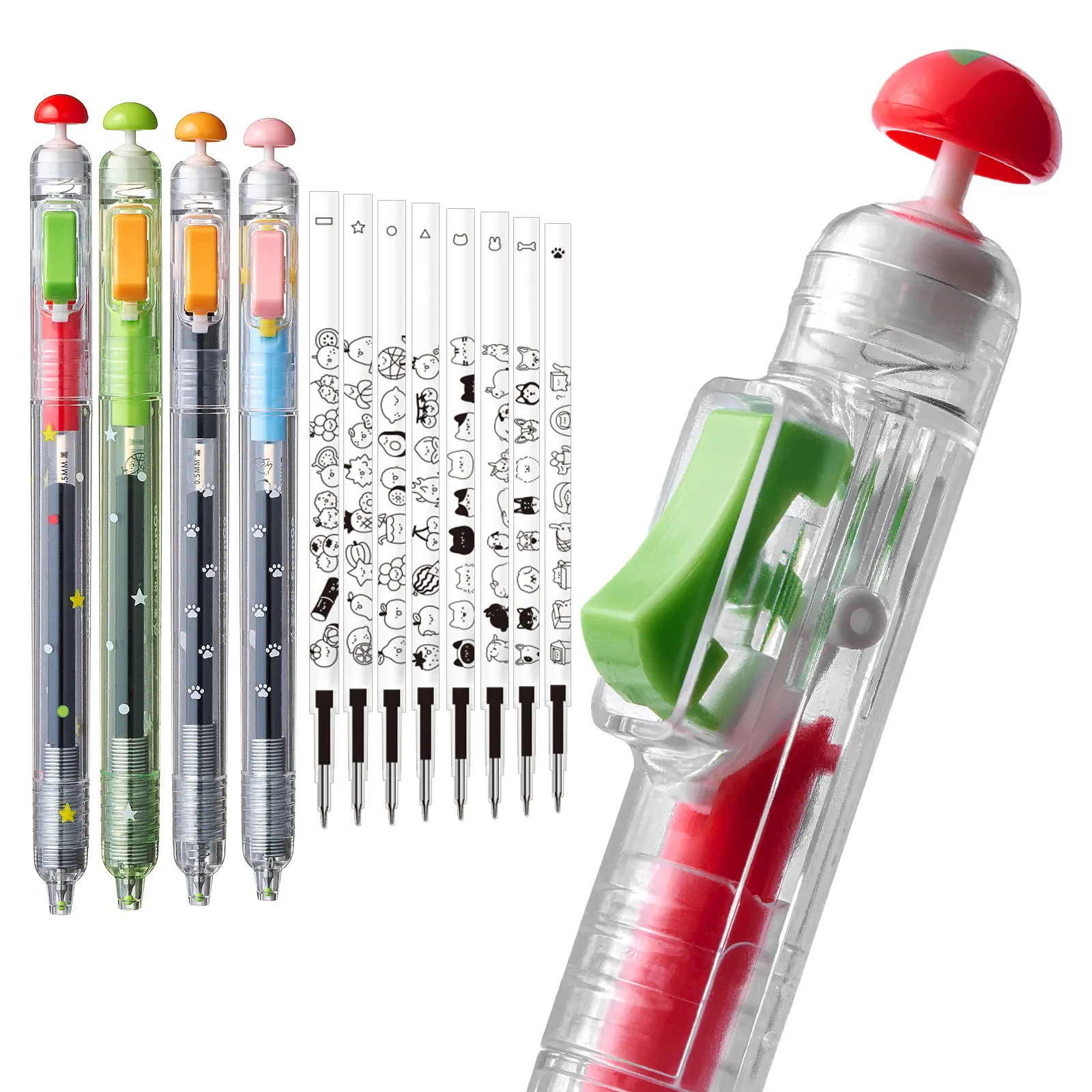 4 Pens + 8 Refills, 0.5mm Black