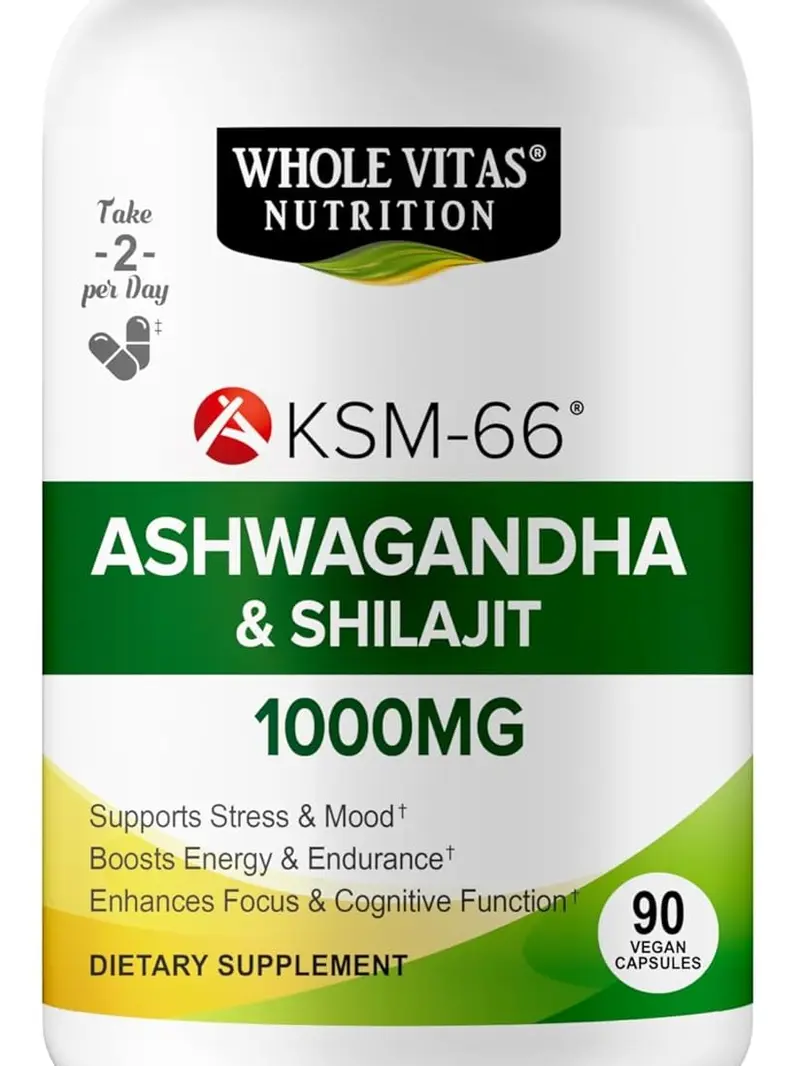 KSM-66 Ashwagandha and Shilajit Extract Capsules (90 Capsules / 45 Servings, 1000 mg KSM-66 Per Serving) | Premium Ashwagandha Root Extract - Gluten Free, Non-GMO