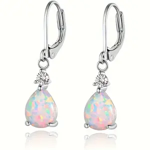 Elegant Sterling Silvery Water Drop Opal Earrings - Perfect for Parties & Gifts, Hypoallergenic