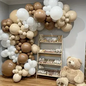 125pcs Coffee Brown Balloon Wreath Arch Kit, Birthday Party Decoration Children's Balloons White Card Latex Balloons