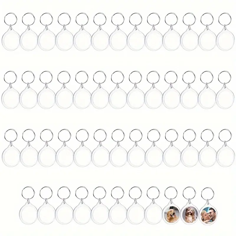 100pcs Blank Round Photo Insert Keychains, Each Keyring Is 4cm (1.57 Inch) In Diameter, Translucent Clear Circle Acrylic Key Rings For Double Sided Photos - Family, Friends, Gifts, Craft