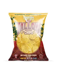 Tortiyas Beef Tallow Tortilla Chip - Artisan Corn Chips with Organic Corn Beef Tallow & Sea Salt No Preservatives No Glycated