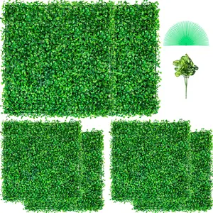 VEVOR Artificial Boxwood Panel UV 6pcs Boxwood Hedge Wall Panels, Artificial Grass Backdrop Wall 20\" X 20\" 4 cm Green Grass Wall, Fake Hedge for Decor Privacy Fence Indoor, Outdoor Garden Backyard