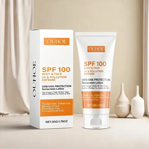 Dual-Function Fast-Absorbing SPF 100 Facial Sunscreen & Sun Care - Lightweight, Non-Greasy Travel Size Daily Sunscreen for Adults, All Skin Types, Face & Body Protection, Hydrating Moisturizer