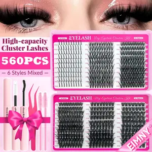 560pcs D-Curl Spiky Cluster Lashes, DIY Lash Clusters, Mixed 40D-120D, 10-18mm Length, Soft & Durable, Easy Apply, Comfortable Wear, Ideal for Daily & Party Use