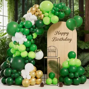 120pcs Jungle Party Balloon Garland Arch Kit, Gold Balloons for Dinosaur Hunting Theme Birthday Party Decor, Graduation, First Birthday