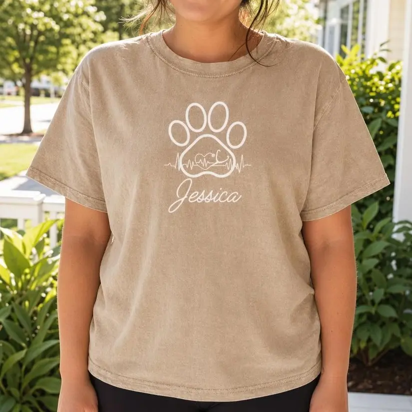 Vet Tech Stethoscope Shirt Women Dog Paw Heartbeat Graphic Tee Vet Nurse Top
