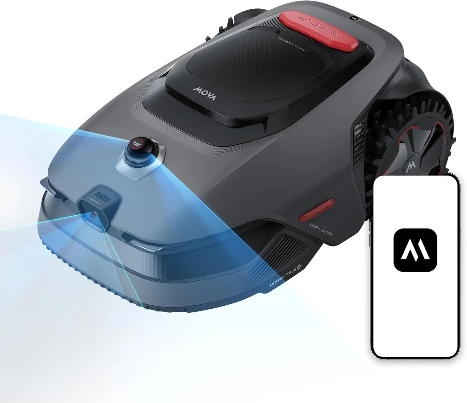 Robot Lawn Mower Wire Free for 1/4 Acre, RTK-Free+360° 3D LiDAR+AI Vision Auto Mapping, Zero-Edge Cutting, Cutting Height 1.2"-3.9", 45% Slope, Up to 150 Managed Zones Dual Maps